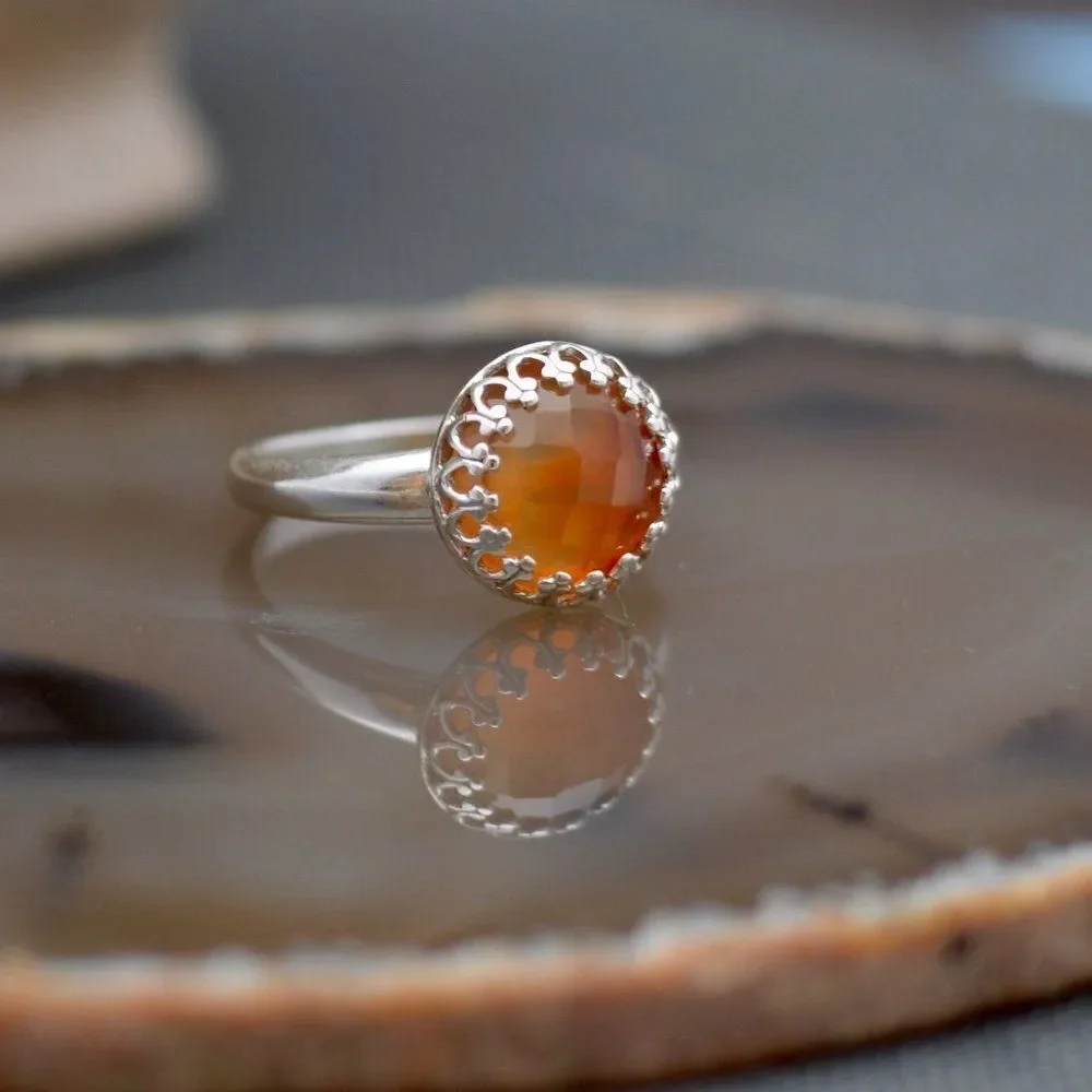 𝅺Sterling Silver Carnelian Ring